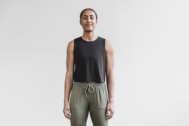 Nobull Lightweight Sleeveless Crop Women's T Shirts Black | Australia (XN4160)